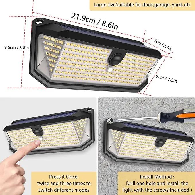 Solar Lights Outdoor, 4000LM 380 LEDs Solar Motion Lights Outdoor Waterproof, 3 Modes 270° Wide Angle Security Light for Stairways/Front Door/Garage/Deck（4 Pack） by GreenHaven Gardens