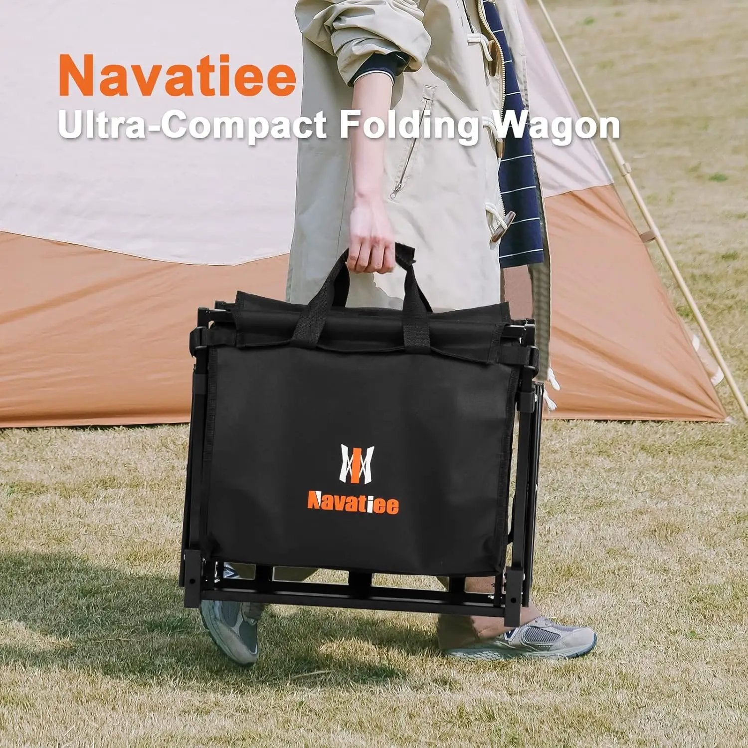 Navatiee 140L Wagon Cart Foldable, Large Capacity Collapsible Wagon with Smallest Folding Design, Utility Grocery Cart for Camping Shopping Sports, Black by GreenHaven Gardens