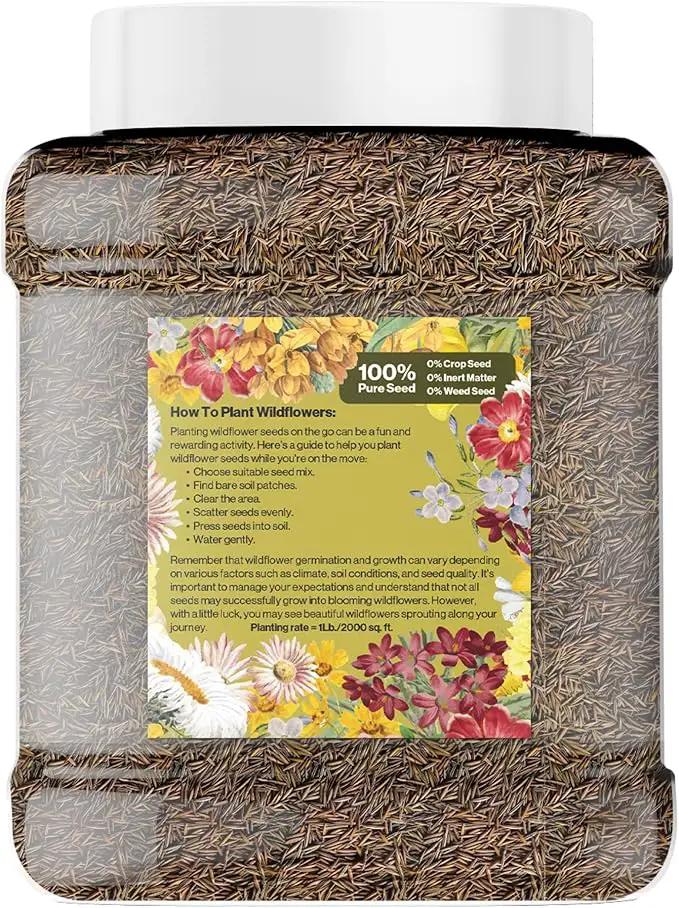 Geva Grow Northwest Wildflower Seeds Regional Mix - Organic, Non-GMO - 100% Pure Seed - 20 Different Wildflowers Seeds of Annual and Perennial, 1 LB Tub by GreenHaven Gardens