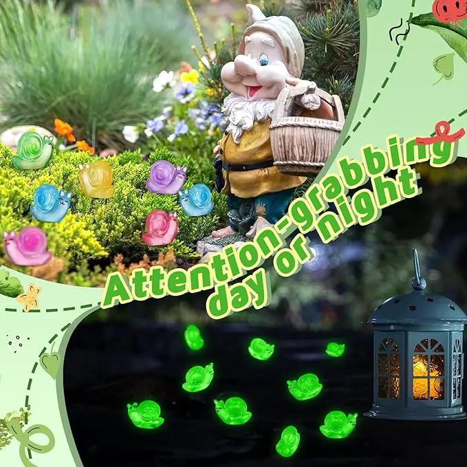 90 Pcs Luminous Resin Snail Miniatures Mini Animals Figures Cute Snail Figurine Fairy Decor Animal Ornament for Garden Landscape Home Accessories Craft Cake Decoration DIY by GreenHaven Gardens