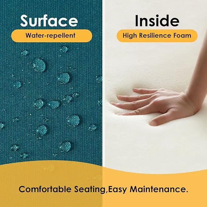 Outdoor Sunbrella Square Corner Seat Cushion, 19"x19"x3", Set of 4, Non Slip Seat Cushion Pads with Removable Cover for Patio Furniture, Garden Yard Lawn, Spectrum Peacock by GreenHaven Gardens