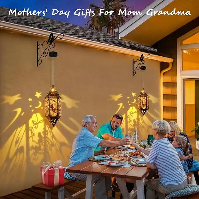 Go2garden 12.4" Outdoor Solar Lanterns Waterproof Garden Gifts Women, Moon Fairy Statue Solar Haning Lights for Patio, Yard Decorations, Mothers Day Gifts for Mom, Grandma(2Pack, Red Copper) by GreenHaven Gardens