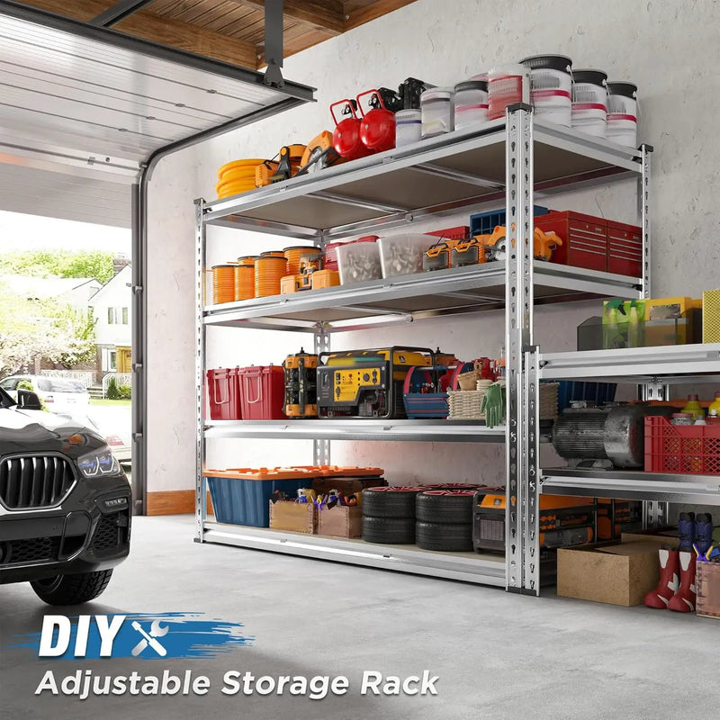 REIBII Garage Shelving, 4 Tier Storage Shelves Load 2000LBS, Adjustable Garage Shelving Heavy Duty, Metal Shelves Unit for Basement, Warehouse, 48" W x 60" H x 18" D, Galvanized by GreenHaven Gardens
