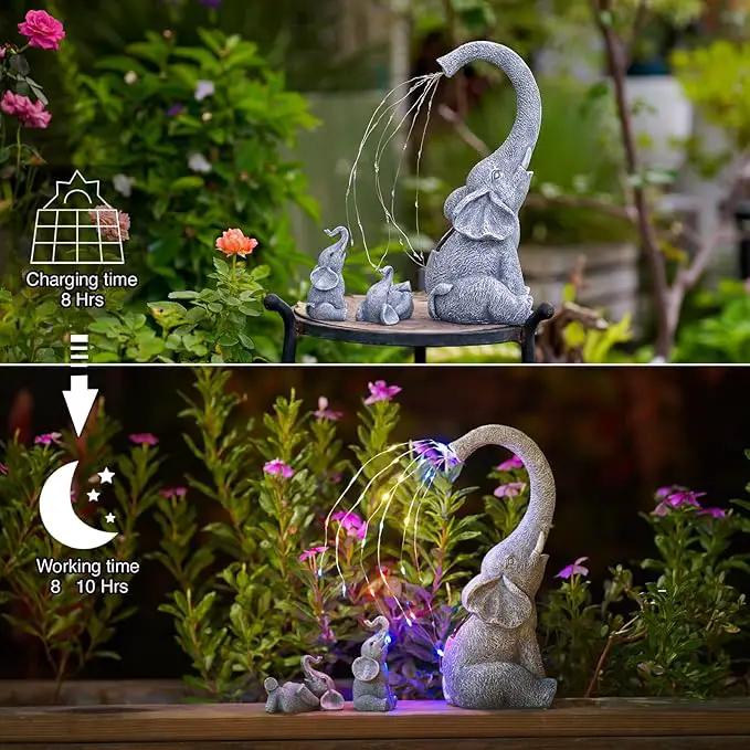 Goodeco Garden Elephant Statue Outdoor - Solar Watering Lights, Perfect for Yard, Patio, and Pathway Decor - Ideal Gardening Gifts by GreenHaven Gardens