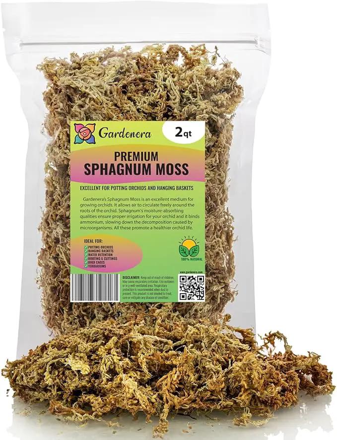 Premium New Zealand Sphagnum Moss by Gardenera - Organic Hand Mixed Long Fibered Sphagnum Moss Orchid - 2 Quart by GreenHaven Gardens