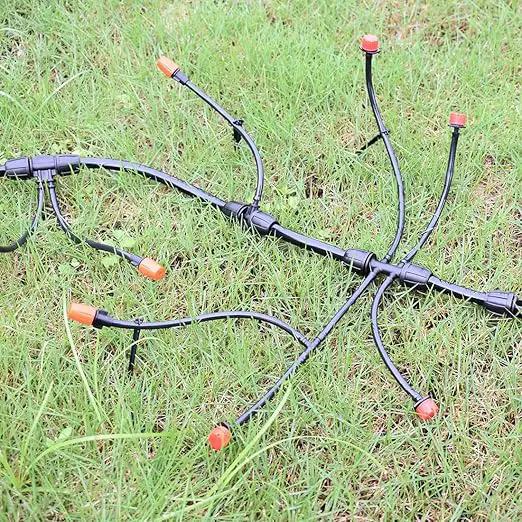 Adjustable Drip Irrigation System for Garden,Lawn Patio, Raised Beds - Automatic Irrigation Kits and Drip Emitters with 1/2" and 1/4" Irrigation Tubing (49FT + 49FT) by GreenHaven Gardens