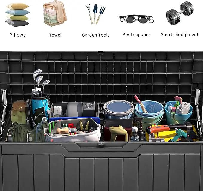 YITAHOME 80 Gallon Outdoor Storage Box, Large Water Resistant Resin Deck Box, Indoor Outdoor Lockable Storage Container for Patio, Garden, Cushions, Tools, Equipment (Dark Gray) by GreenHaven Gardens