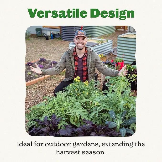 Epic Gardening 5-in-1 Modular Galvanized Raised Garden Bed Kit, 15" Tall Metal Planter Box, Durable Aluzinc Steel Raised Garden Bed Outdoor for Vegetables, Herbs, Flowers & Fruits - Round - Mist Green by GreenHaven Gardens