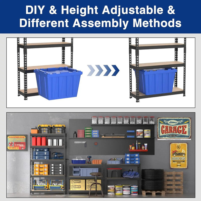 WORKPRO 5-Tier Steel Shelving Unit-Black, 27-2/5”W x 11-7/10”D x 60”H, Adjustable Storage Rack, Heavy Duty Shelf with MDF Board, 1650 lbs Load Capacity (Total) for Garage, Basement, Kitchen by GreenHaven Gardens