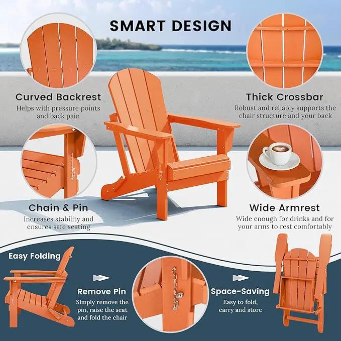 Westin Outdoors Laguna WO Home Outdoor Adirondack Folding Chair Lounger Seat Traditional Retro Home Furniture for Beach, Balcony, Backyard, Lawn, Patio, Pool, Deck, Garden (Orange) by GreenHaven Gardens
