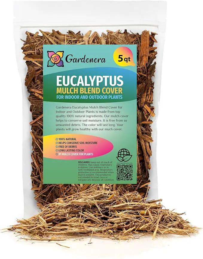 Premium Eucalyptus Mulch by Gardenera - Beautify Your Garden and Promote Sustainable Landscaping - 5 QUARTS by GreenHaven Gardens