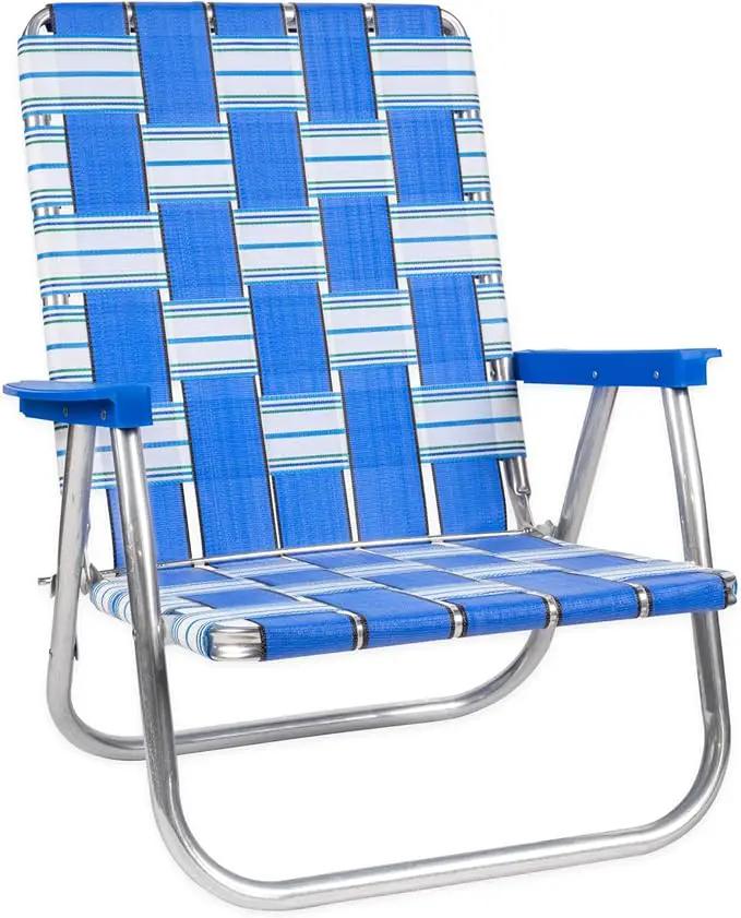 Lawn Chair USA Folding Aluminum Outdoor Patio Lawn Chair | Heavy-Duty Webbed Chairs for Camping, Sports, Beach, Yard & Tailgating | Lightweight Portable | High Back Beach Chair - Beach Sands by GreenHaven Gardens