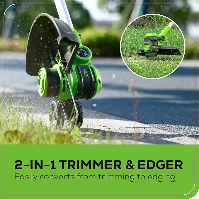 Greenworks 40V Cordless 2-in-1 Trimmer Edger (Gen 2) - 13" Lawn Weed Wacker for Fence & Sidewalk , Lightweight Gas Trimmer Alternative with Auto Feed Spool , 2.0Ah Battery & Charger (40-Min Runtime) by GreenHaven Gardens