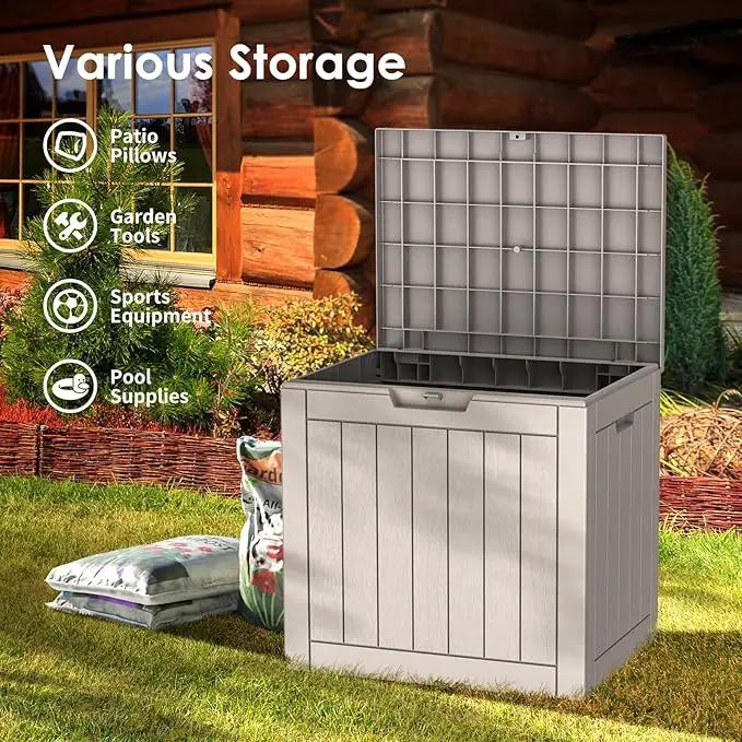DRATO Deck Boxes, 31 Gallon Outdoor Storage Box for Patio Cushion, Sports Equipment, Garden Tools, Waterproof and UV Resistant, Lockable (Grey) by GreenHaven Gardens