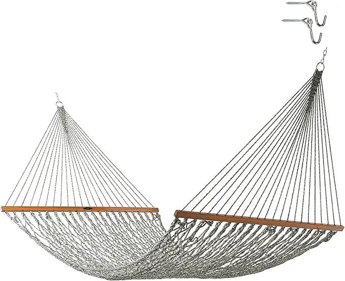Original Pawleys Island 14DCOTG Deluxe Green Oatmeal Heirloom Tweed DURACORD Rope Hammock with Extension Chains & Tree Hooks, Handcrafted in The USA, 450 LB Weight Capacity, 13 ft. x 60 in. by GreenHaven Gardens
