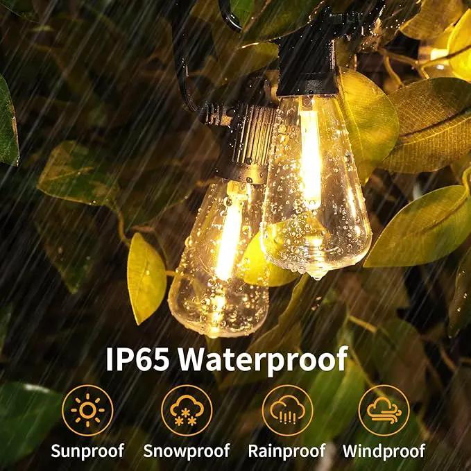 ZOTOYI Outdoor String Lights 50 FT, Patio Bulbs with 27 LED Plastic Edison ST38 Bulbs (2 Spare), Waterproof IP65 Outdoor Hanging Lights for Garden, Backyard, Cafe, Porch, Gift, Gazebo - Dimmable 2700K by GreenHaven Gardens