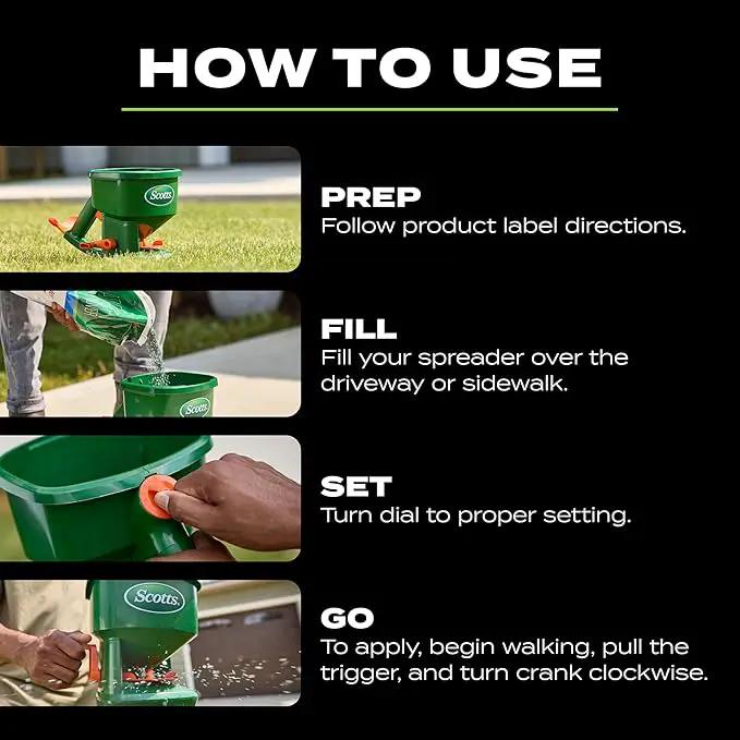 Scotts Whirl Hand-Powered Spreader for Grass Seed, Fertilizer, Salt, Ice Melt, Handheld Spreader Holds up to 1,500 sq. ft. Product by GreenHaven Gardens