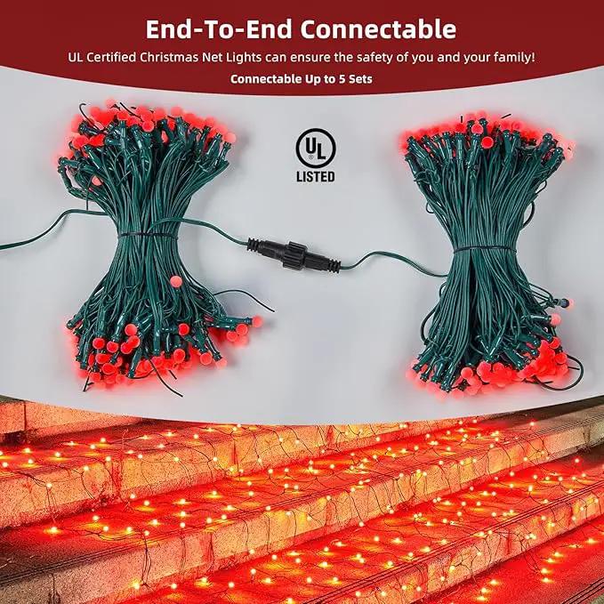 Led Net Lights Christmas Lights Outdoor Red Christmas Net Lighting with 121Led Mini Globe Lights 5ftx5ft, Outdoor Indoor Fairy Mesh Net Lights for Christmas Trees, Bushes, Shrubs Decorations by GreenHaven Gardens