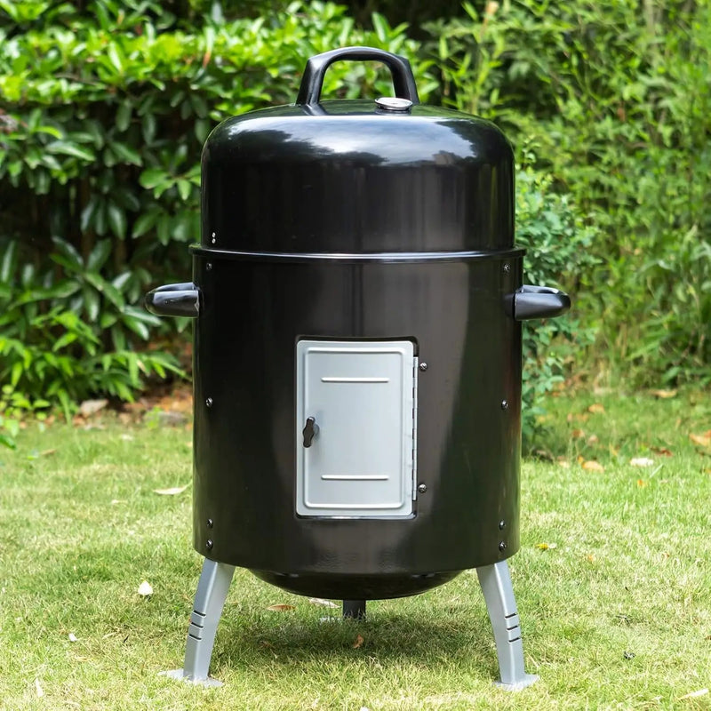 Sophia & William 17" Vertical Charcoal Smoker Grills with Two-Tier Grates, Heavy-Duty Integral Chamber and Tunnel Ventilation System for BBQ, Patio, Outdoor Camping(Black) by GreenHaven Gardens