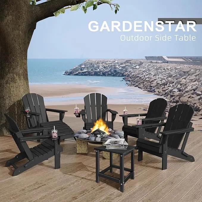 Adirondack Side Table Outdoor, HDPE Small Outdoor Table for Patio,Outside End Table for Porch, Deck, Pool, Weather Resistant/Easy Maintenance/Indoor or Outdoor Use, Back by GreenHaven Gardens