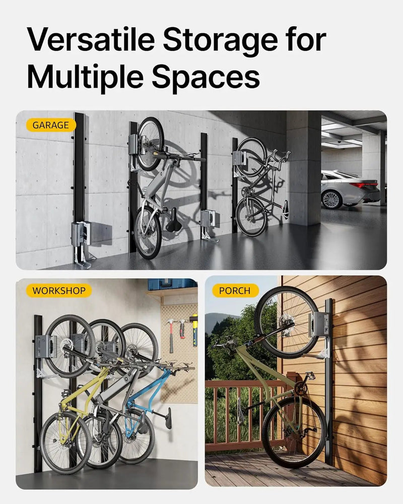 monTEK Automatic Lift EBike Rack – Fits 24-29" Tires, Heavy-Duty Vertical Wall Rack for Bicycles (Up to 71 lbs) - Effortless Lifting, Easy Install - Space-Saving Storage for Garage, Shed, BG by GreenHaven Gardens