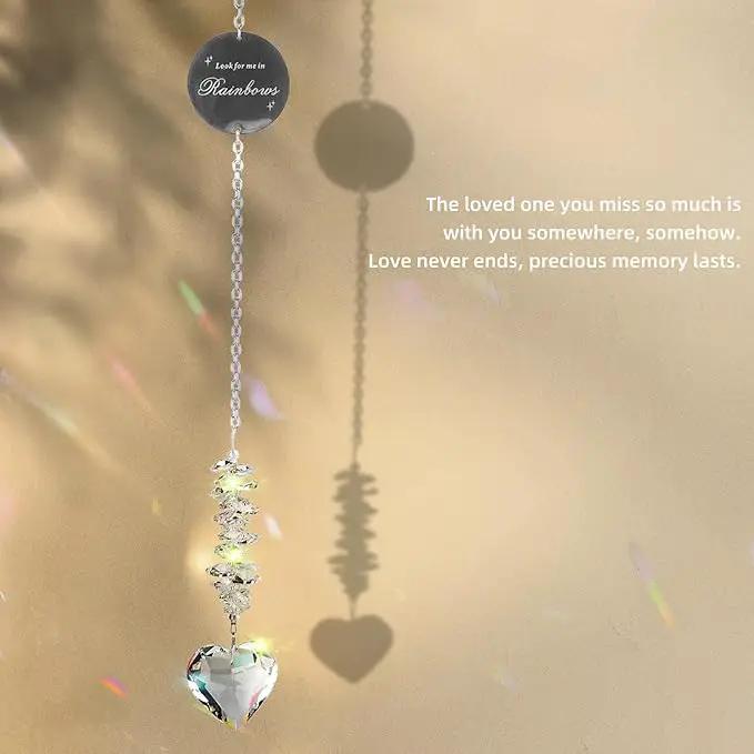 Sympathy Gifts for Loss of Loved One, Unique Memorial Gifts, Bereavement Gift Ideas for Loss of Mom Dad Son, Crystal Ball Sun Catchers Indoor Window, Christmas Decor, 45mm Heart Sun Catchers by GreenHaven Gardens
