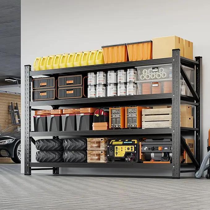 Yizosh 71" W Metal Garage Storage Shelves,5000LBS Heavy Duty 4-Shelf Adjustable Steel Organization Shelving,Utility Rack Shelf,71" W x 24" D x 69" H for Basement,Warehouse,Industrial by GreenHaven Gardens