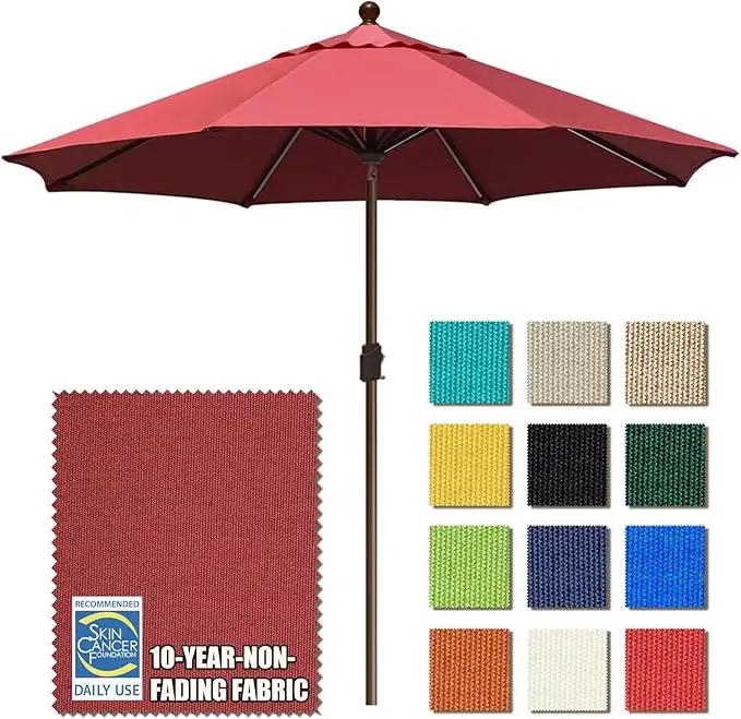 EliteShade USA 10-Year-Non-Fading 10Ft Market Umbrella Patio Umbrella Outdoor Table Umbrella with Ventilation, Burgundy by GreenHaven Gardens