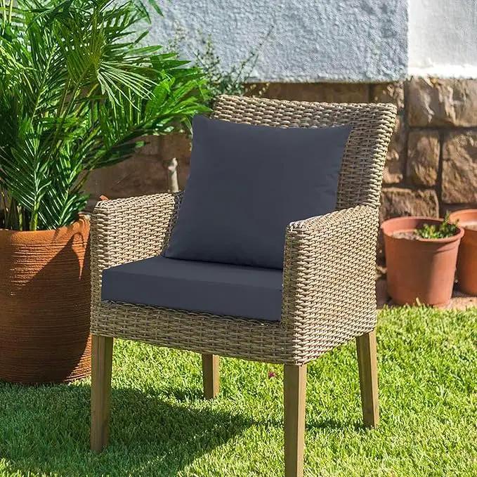 Outdoor Chair Cushions, Waterproof Outdoor Cushions for Patio Furniture w/Fade-Resistant, Removable & Machine-Washable Covers, 19x19 Inch, Ideal for Seat in Gardens/Porch – Set of 1/2/4, Dark Grey by GreenHaven Gardens