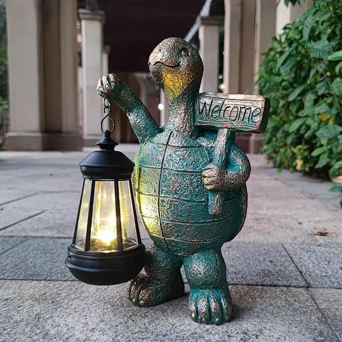 JOYBEE Garden Statues Turtle with Solar Lantern Outdoor Decor-Turtle Solar Figurines Lights Decorations for Patio Yard Lawn Ornaments-Gifts for Birthday Easter Housewarming by GreenHaven Gardens