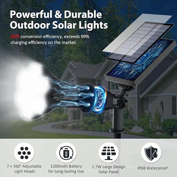 Solar Lights Outdoor Waterproof IP68, 360° Adjustable 4 Modes Solar Powered Spot Lights for Yard Garden Landscape, Bright Led Flood Lightings for Outside Wall Tree House Pathway (Cold White/4 Pack) by GreenHaven Gardens
