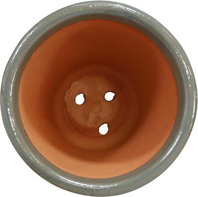 Sunnydaze 15" Large Ceramic Plant Pot - Round Outdoor Glazed Ceramic Planter Pot with Drainage - Gray - Studio by GreenHaven Gardens