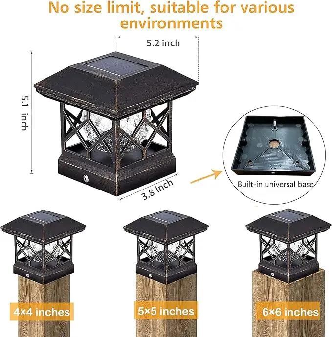 TWINSLUXES Solar Post Cap Lights Outdoor - Waterproof LED Fence Post Solar Lights for 3.5x3.5/4x4/5x5 Wood/Vinyl Posts in Patio, Deck or Garden Decoration by GreenHaven Gardens