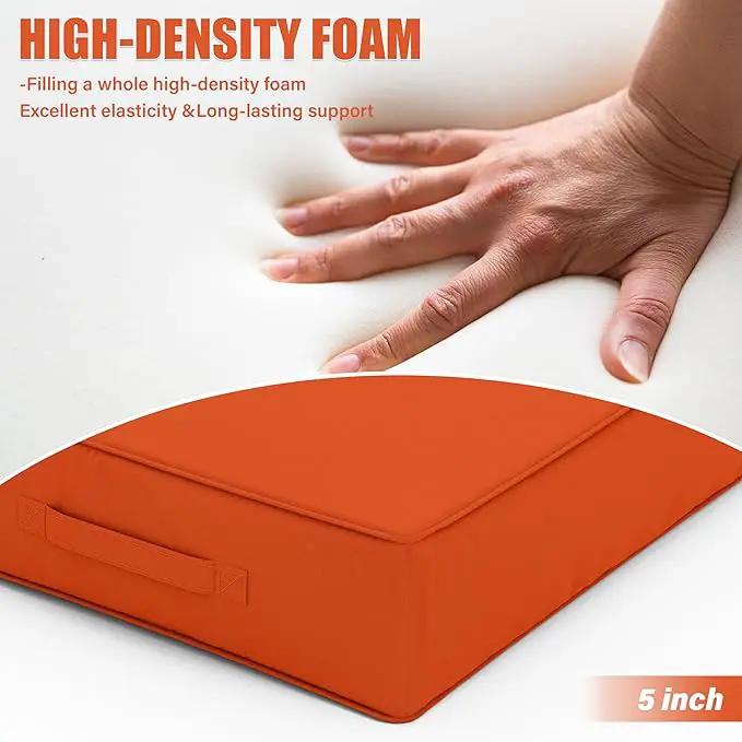 Patio Chair Cushions 24 X 24 X 5 Inch Waterproof Outdoor Seat Cushions for Patio Furniture, Outdoor Sofa Couch Pads with Ties & Handle, Set of 2, Orange by GreenHaven Gardens