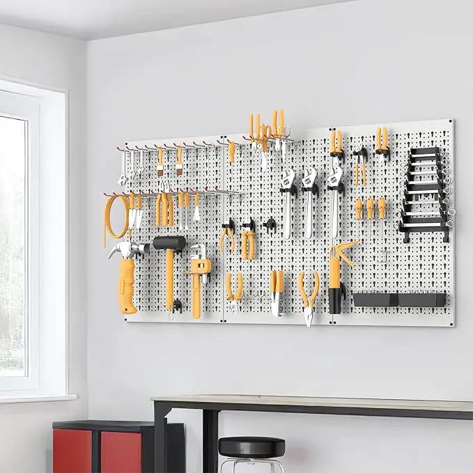 WALMANN Metal Pegboard Tool Organizer Boards with Pegboard Hooks, 24x48in Tools Organizer Pegboard for Garage, Workbench, Peg Board, Tool Storage Board with Hooks(Grey) by GreenHaven Gardens