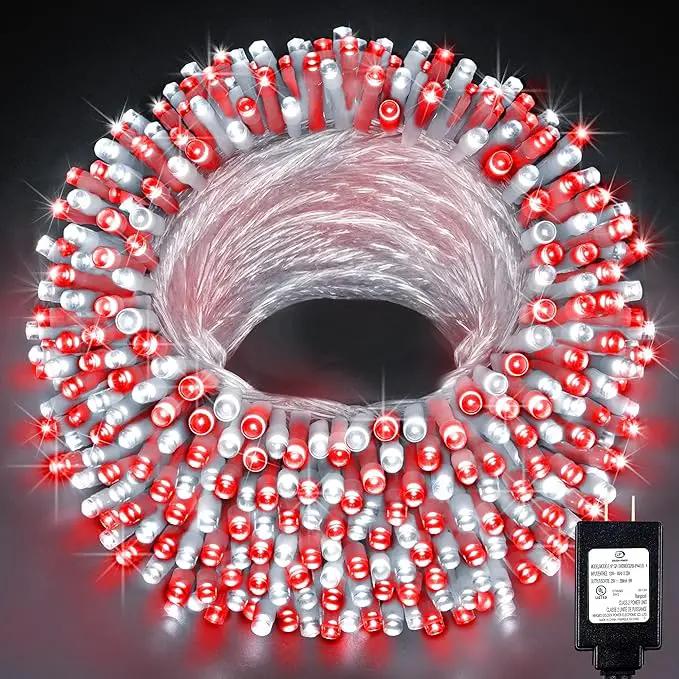 KNONEW 197FT 500 LED Christmas Lights Outdoor String Lights 8 Modes & Memory Fairy Light Plug in Waterproof LED String Lights for Xmas Yard Tree Wedding Party Holiday Decorations (Red and White) by GreenHaven Gardens