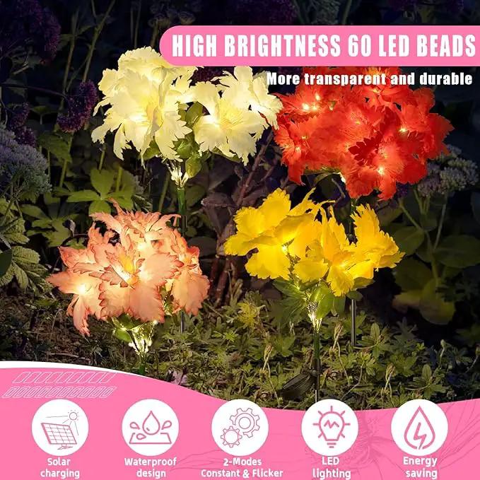 4 Pack Outdoor Solar Garden Decor Lights, Waterproof Solar Powered Hydrangea Lotus Flower Lights Bright Up to 12 Hrs,Led Flowers for Yard Patio Lawn Decorative (Solar Flowers Style 3) by GreenHaven Gardens