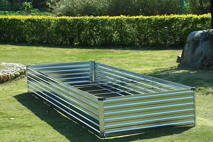12x4x1.5FT Galvanized Raised Garden Beds Kit Large Outdoor Metal Gardening Planter Box for Vegetable Elevated Flower Herbs, Silver by GreenHaven Gardens