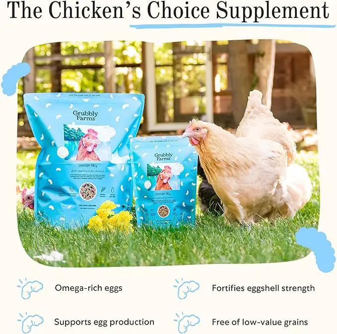 Grubbly Farms Omega Mix Chicken Treats for Laying Hens - Superfood and Omega-Rich Chicken Feed Supplement to Support Egg Production, Strong Eggshells and Nutritious Yolks - 5LB by GreenHaven Gardens