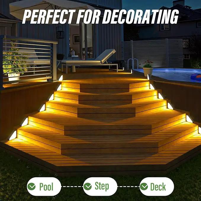JSOT Solar Step Stair Lights Outdoor Waterproof for Yard Lighting Decor, 16 Pack Solar Powered Deck Fence Lights Outside, Solar Garden Lights for Backyard, Front Porch Step, Balcony, Wall, Patio by GreenHaven Gardens