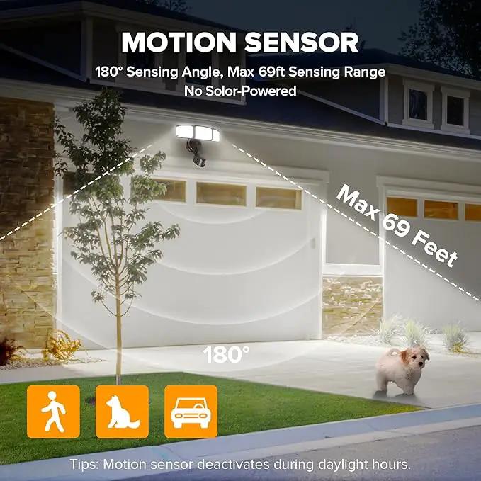 LUTEC 72W 7500LM LED Security Lights Motion Sensor Light Outdoor, 5000K Daylight, IP65 Waterproof, Dusk to Dawn, 3-Head Motion Detected Flood Light for Garage, Yard, Porch(Brown) by GreenHaven Gardens