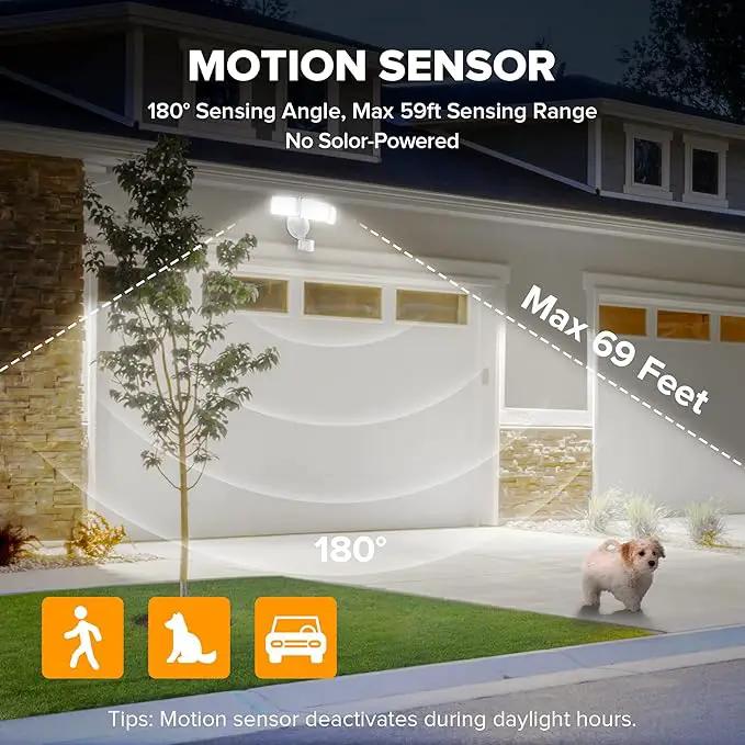 LUTEC 2 Pack 72W 7500LM LED Security Lights Motion Sensor Light Outdoor, 5000K Daylight, IP65 Waterproof, Dusk to Dawn, 3-Head Motion Detected Flood Light for Garage, Yard, Porch(White) by GreenHaven Gardens