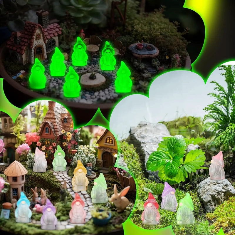 60 Pcs Mini Resin Luminous Gnomes Bulk Tiny Fairy Resin Statues Glow in The Dark Small Gnomes Miniature Figurines for Landscape Outdoor Patio Yard Lawn Plant Pots Fairy Decor(Classic) by GreenHaven Gardens