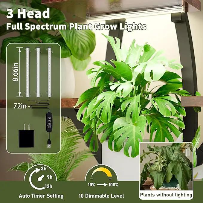 64.8" Tall Plant Stand Indoor with Grow Lights, 7 Tiered Metal Corner Plant Shelf Display Rack for Indoor Plants, Large Flower Holder Stand for Living room, Patio, Bedroom by GreenHaven Gardens