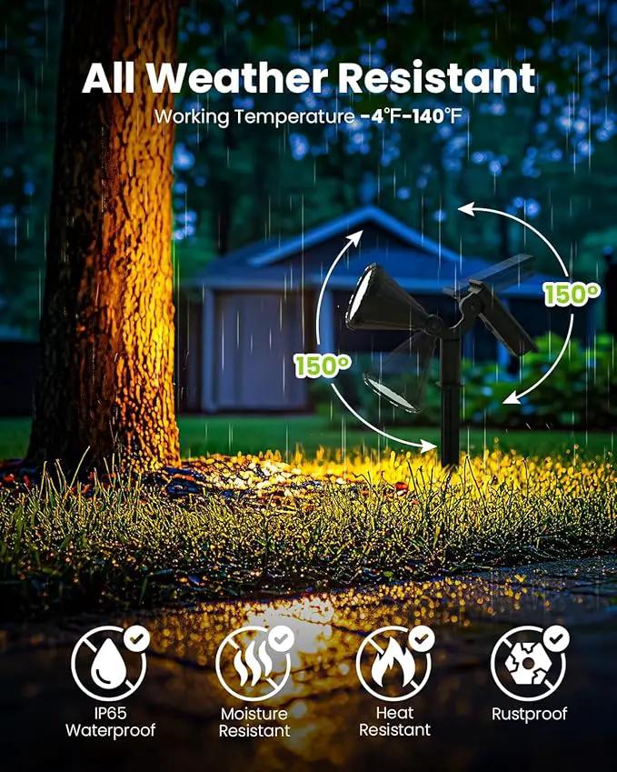 Solar Spot Lights Outdoor, Flag Pole Light Solar Powered Accent Halloween Lights, Waterproof Landscape Spotlights for Tree, House, Yard, Garden, Christmas Decorations-6 Pack Warm White by GreenHaven Gardens