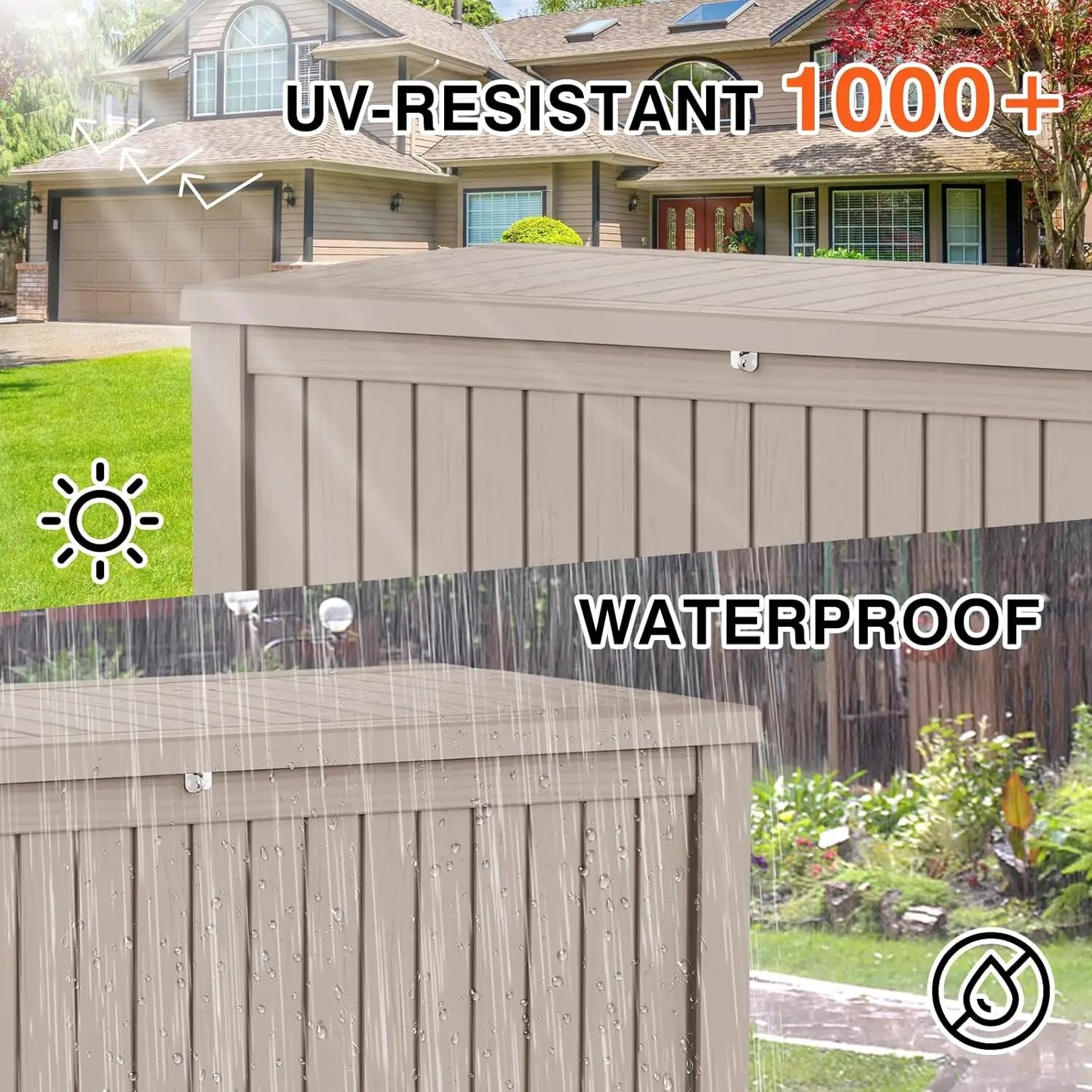 180 Gallon Waterproof Large Resin Deck Box Indoor/Outdoor Lockable Storage Container and Seating for Garden, Pool, and Patio (180 Gallon, Grey) by GreenHaven Gardens