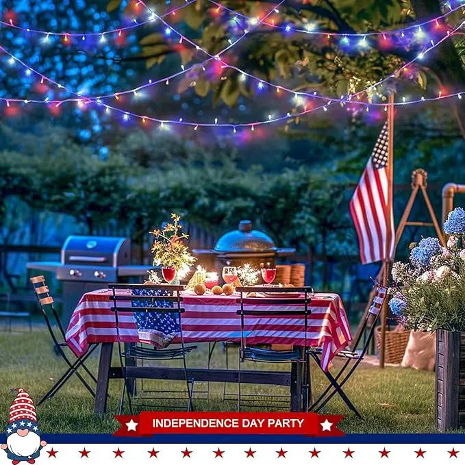 JMEXSUSS 400 LED Red White and Blue Lights Outdoor, 132FT 4th of July Lights Indoor, 8 Modes Patriotic String Light for Memorial Day Independence Day Decoration by GreenHaven Gardens
