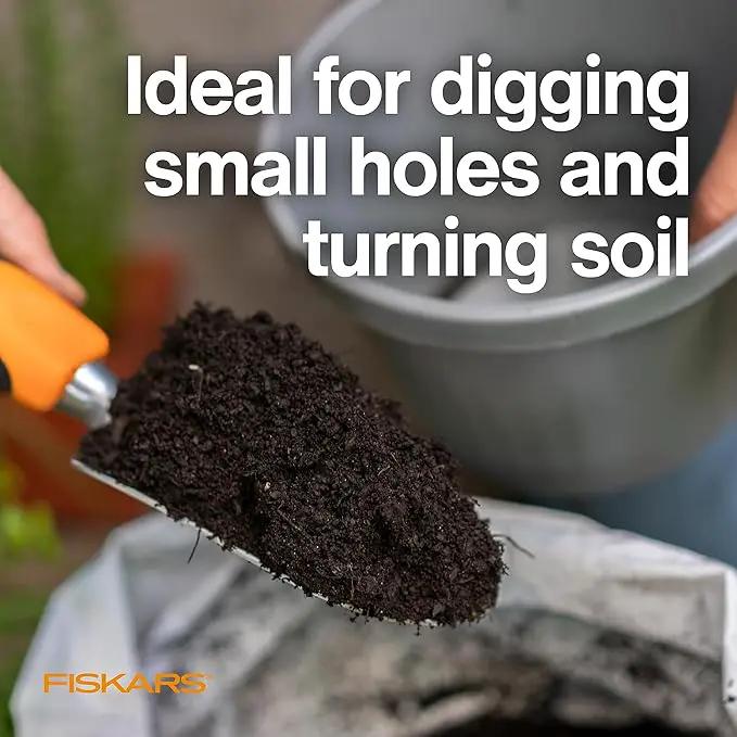 Fiskars Ergo Garden Trowel for Digging and Planting, Heavy Duty Gardening Hand Tool with Hanging Hole by GreenHaven Gardens