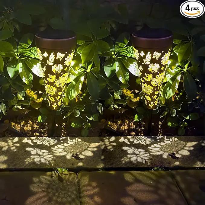 4 Pack Sunflower Solar Pathway Lights - Outdoor Waterproof Garden Decor, Pathway Landscape Lights for Backyard Patio Path Yard Lawn Walkway by GreenHaven Gardens
