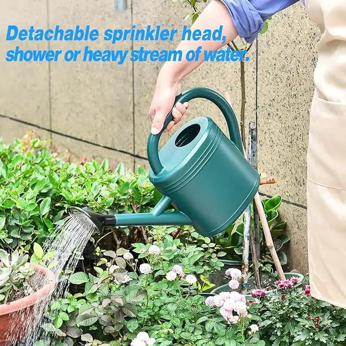 Watering Can 1 Gallon for Indoor Plants, Garden Watering Cans Outdoor Plant House Flower, Gallon Watering Can Large Long Spout with Sprinkler Head (Green) by GreenHaven Gardens